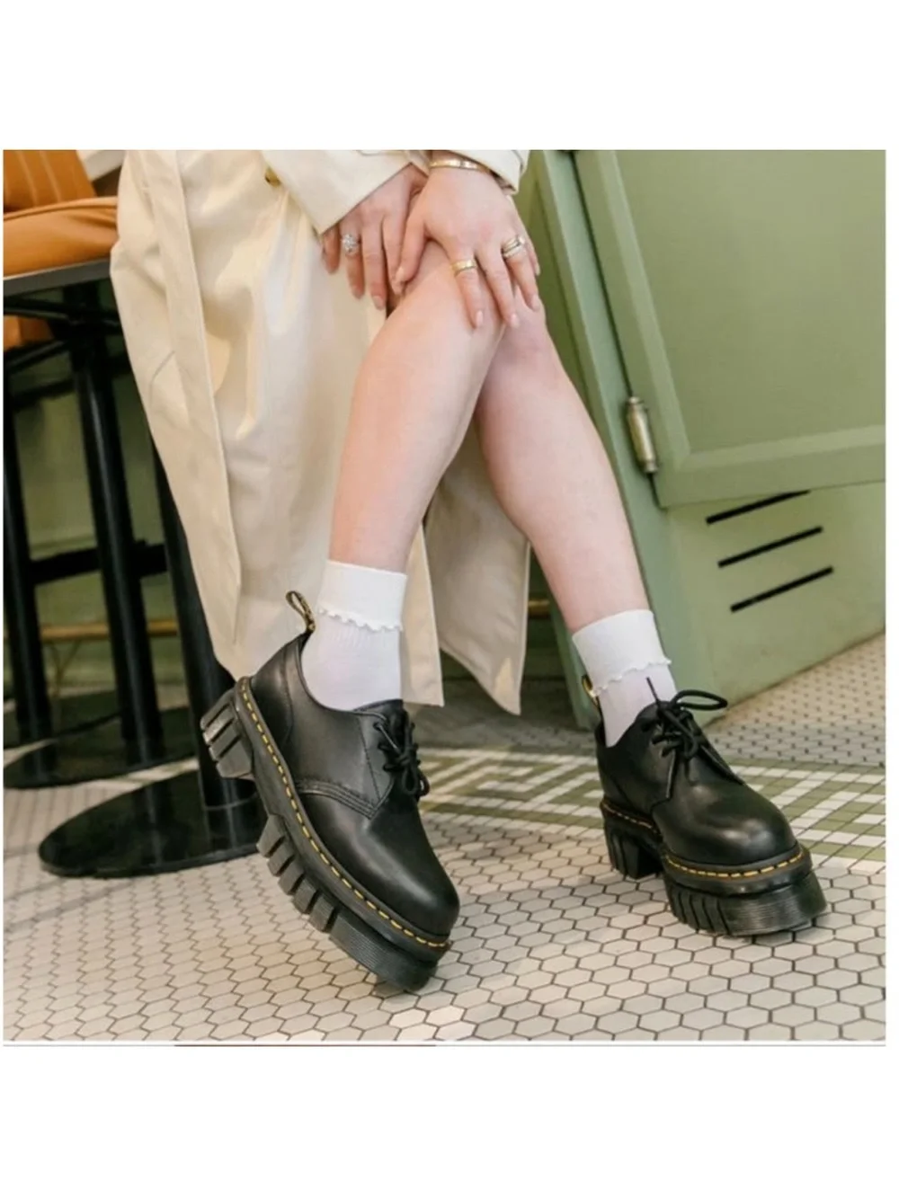 Dr. Martens Audrick Black Leather Chunky Platform Lace-Up Shoes